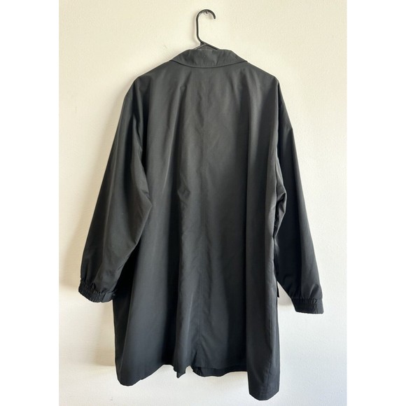 LL Bean Black Oversized Utility Jacket Women Size L Pockets Front Zipper Collar - Picture 2 of 12